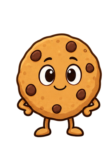 The new sweetRegret cookie mascot, smiling with its hands on its hips.